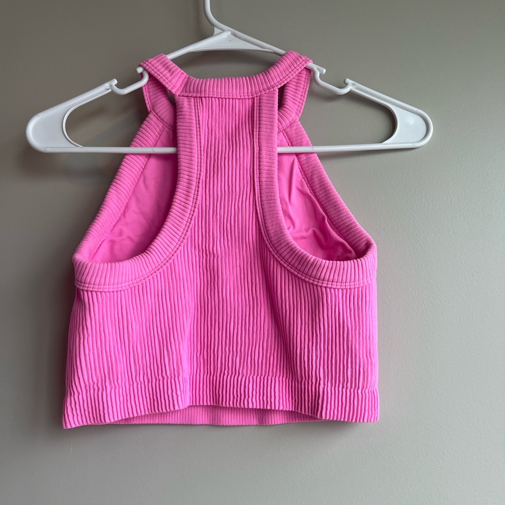 aerie Pink Ribbed Halter Crop Top - Picture 4 of 5